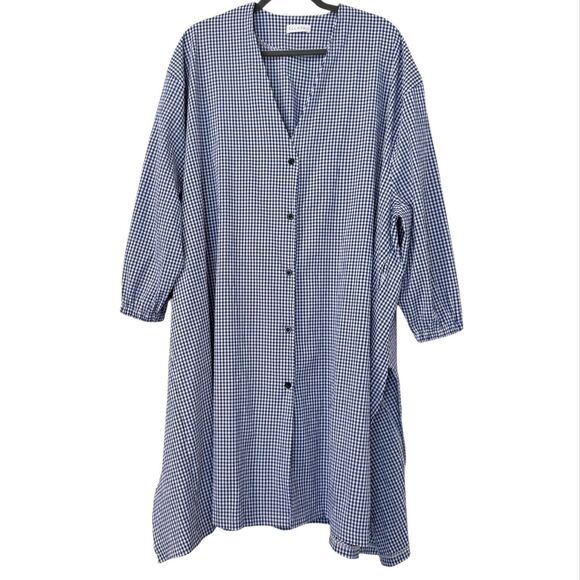 Ellazhu Dresses & Skirts - Ellazhu Gingham Print Shirt Dress Size OSFA Lagenlook Mature